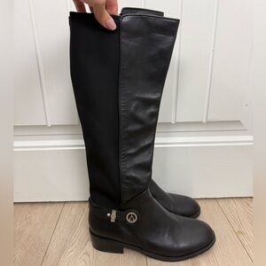 Wishbone Leather Knee High Boots Black Size 6.5